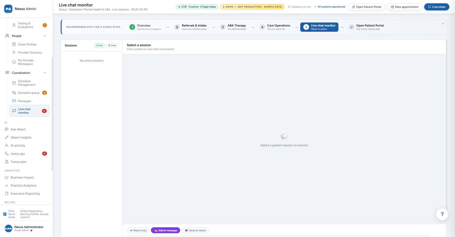 Live chat monitor screen