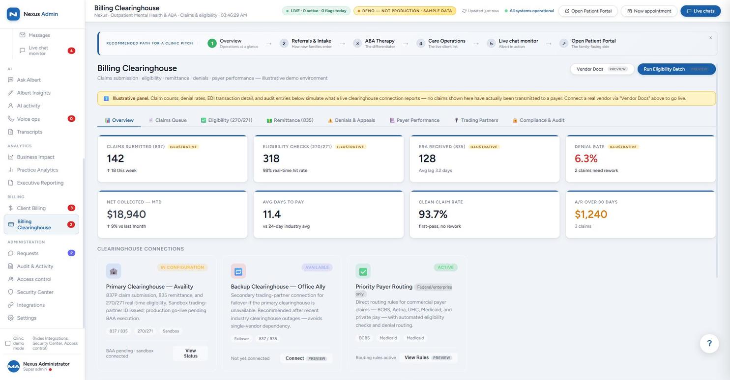Billing clearinghouse screen